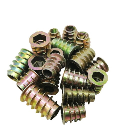 M4M5M6M8M10T type nut zinc alloy with inner and outer teeth without insert straight through furniture embedded parts undercut thorn nut