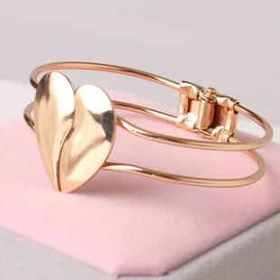 Creative love open bracelet 2023 new Japanese and Korean bright face double love bracelet fresh niche women's bracelet