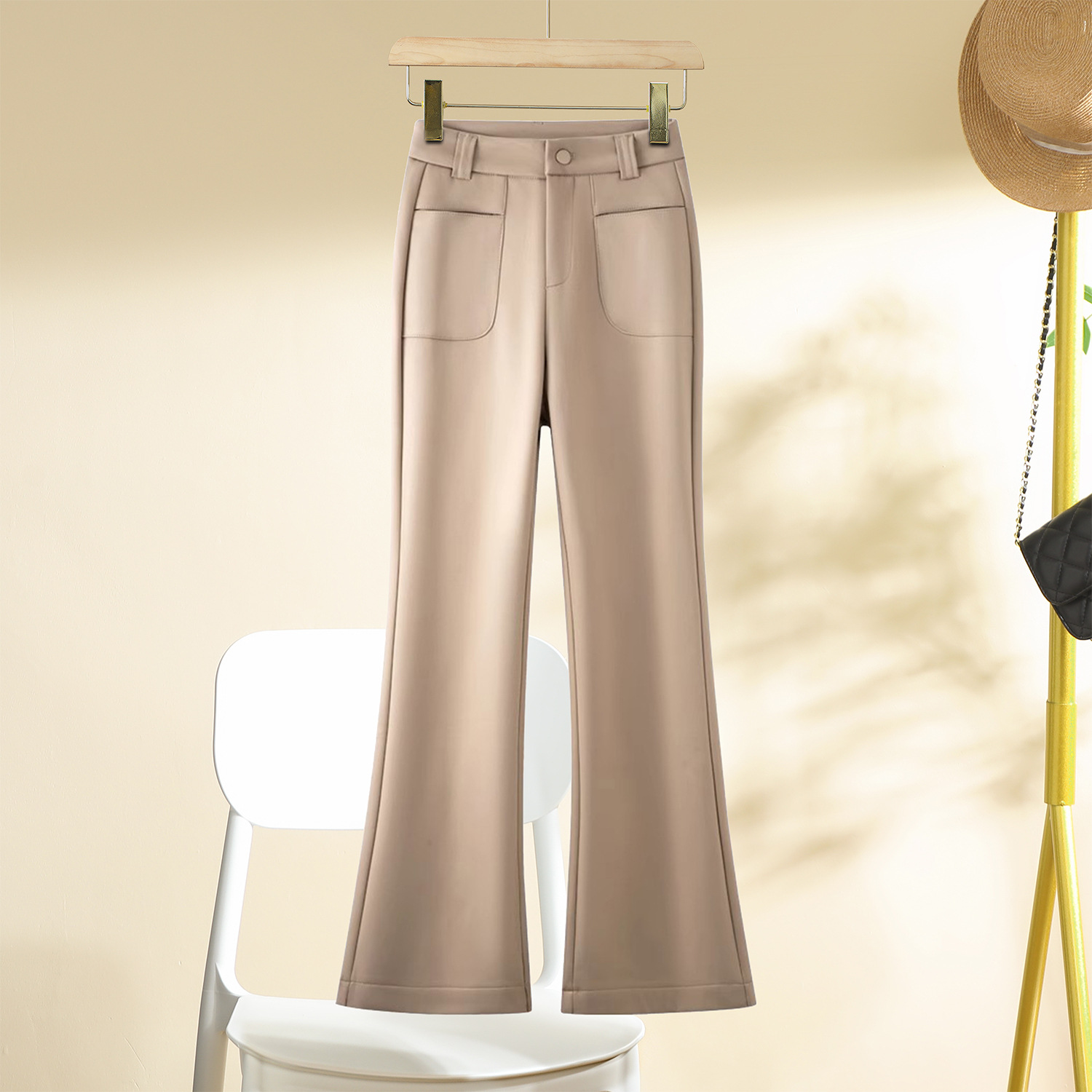 Women's Micro-lop Pants Spring and Autumn 2025 New Dummy High Waist Pants Stretch Casual Straight Women's Pants Horn Pants