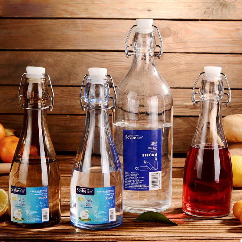 喜碧温顿多功能橄榄瓶透明玻璃泡酒瓶带盖密封空瓶子储物收纳瓶