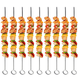 Stainless Steel Skewers Barbecue Forks Flat Skewers Round Skewers Lamb Skewers Barbecue Skewers Stainless Steel Barbecue Tools Wholesale