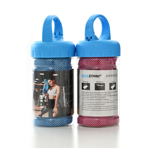 Cross-border PE bucket cold-sensitive ice cool towel summer cooling exercise yoga fitness quick-drying cooling towel for wiping sweat wrist towel