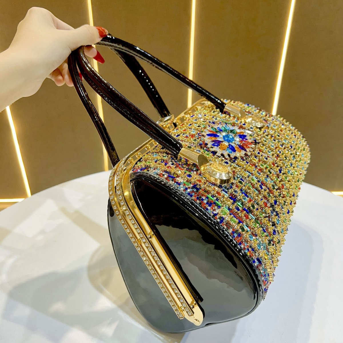 Bolsa de noite elegante com strass para mulher bolsa de festa_voghion.com
