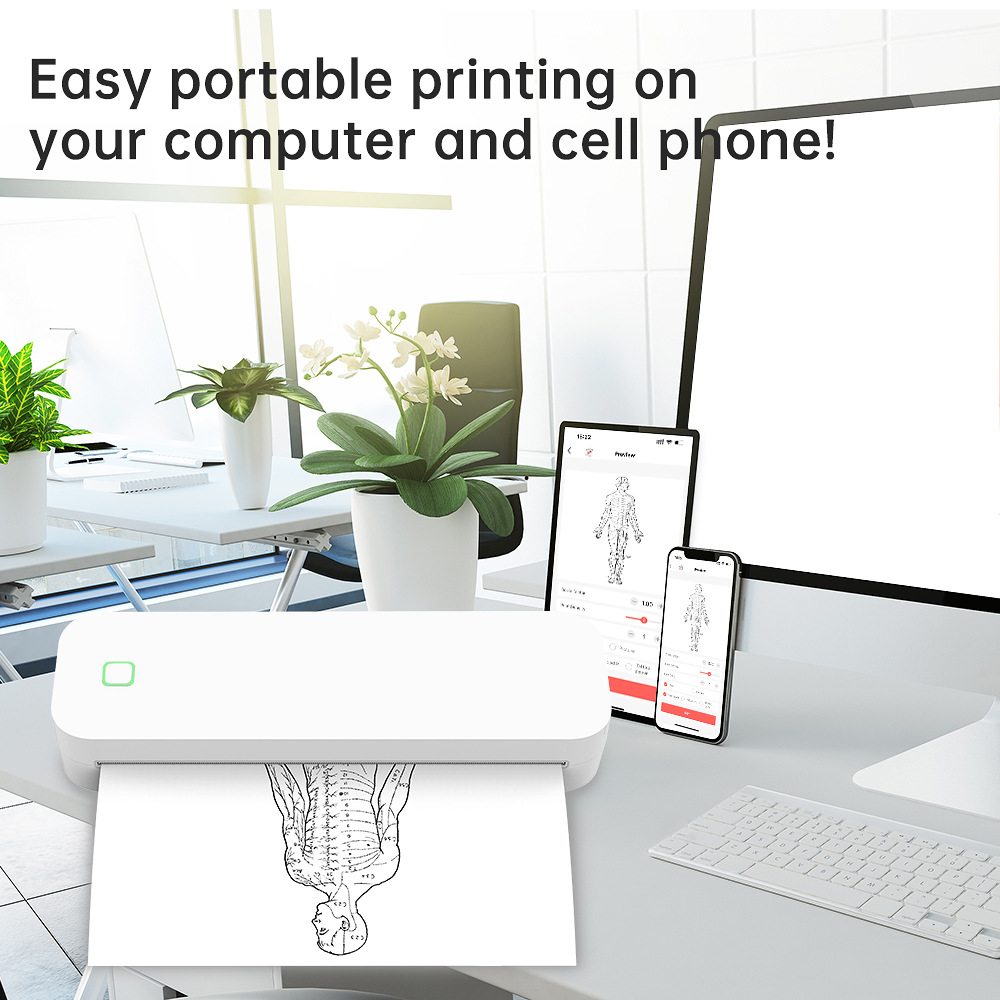 Transfronterizo Bluetooth inalámbrico A4 fábrica de impresoras térmicas IA esquema de papel de prueba sin tinta impresora térmica doméstica