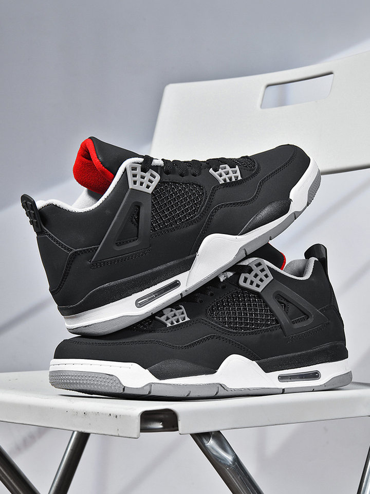 Giày thể thao nam cổ thấp chống trượt đế dày tăng chiều cao, giày sneaker phối màu — JD-AJ4 màu xám đen, JD-AJ4 màu đỏ lửa, JD-AJ4 đen đỏ chi tiết 1