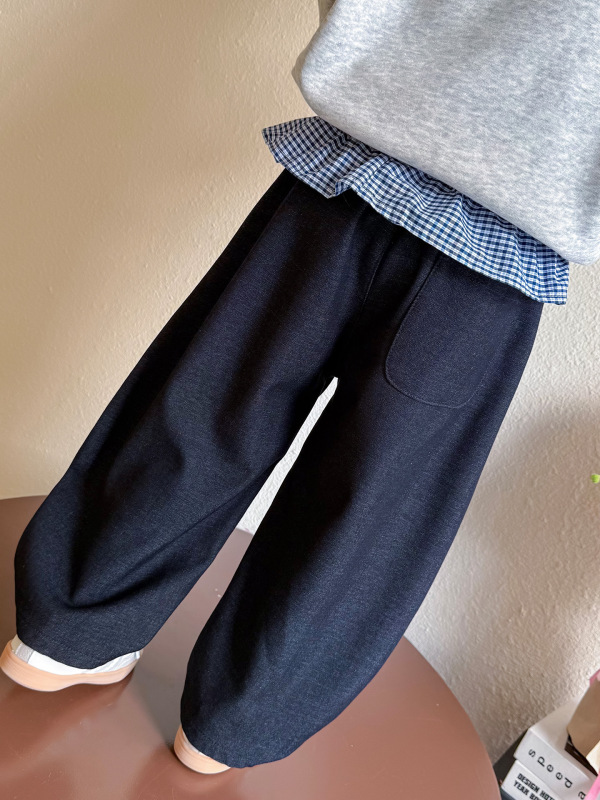 女童休闲裤子春秋装2025新款儿童韩版小女孩时髦格子屁帘弯刀裤子|undefined