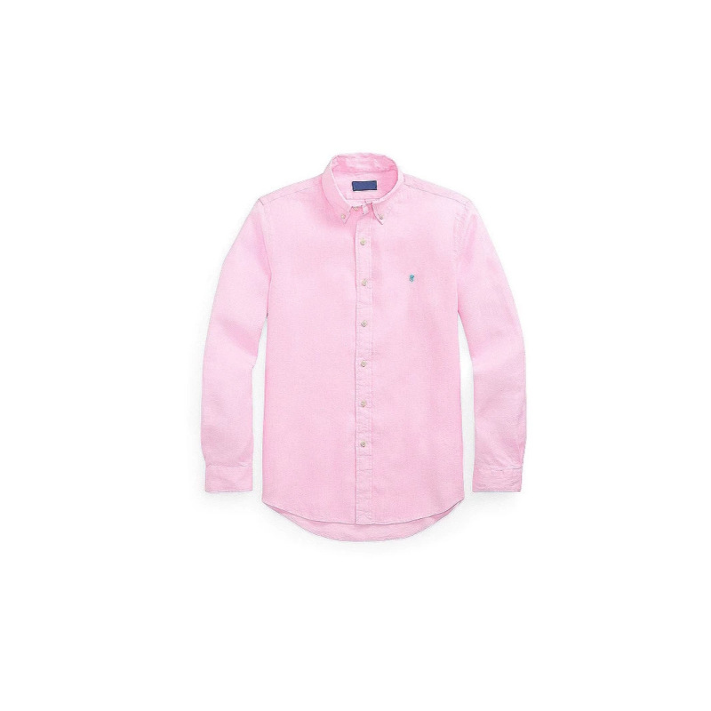 Rl Ralph Lauren Spring and Autumn Sun Protection Shirt for Men, Polo Shirt for Women, Linen Embroidered Couple's Long-Sleeve Top