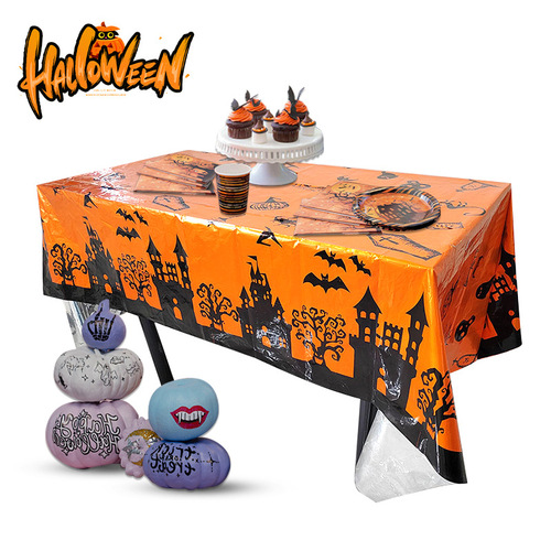 Halloween Pumpkin Skull Party Tablecloth Horror Props Scenery Halloween Party Haunted House Tablecloth