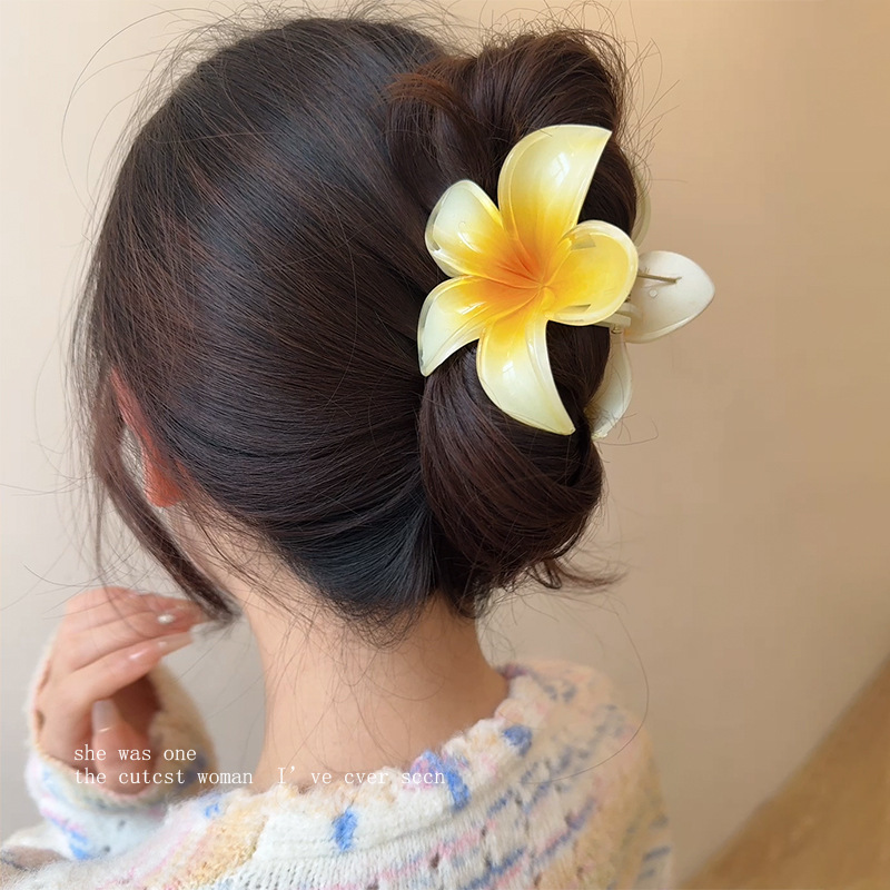 Holiday Style Seaside Color Egg Flower Grab Clip Half Hair Clip Women's 2024 New Hair Clip Back Head Headwear
