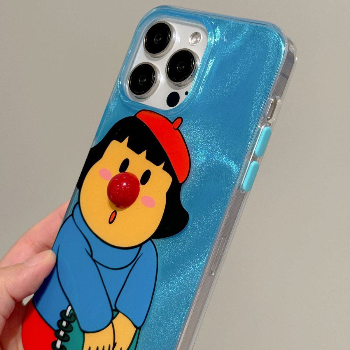 Divertido sombrero rojo de dibujos animados niña gordita apple 15promax nariz roja 15pro funda para teléfono ip14p