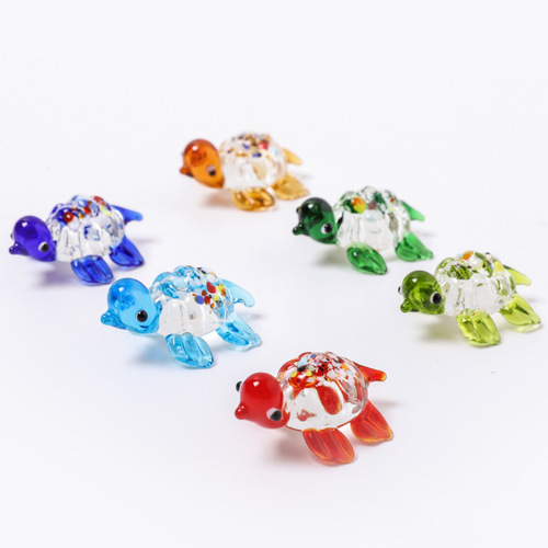 New Colorful Glass Craft Ornament Small Turtle Home Decor Aquarium Landscape Fish Tank Decoration