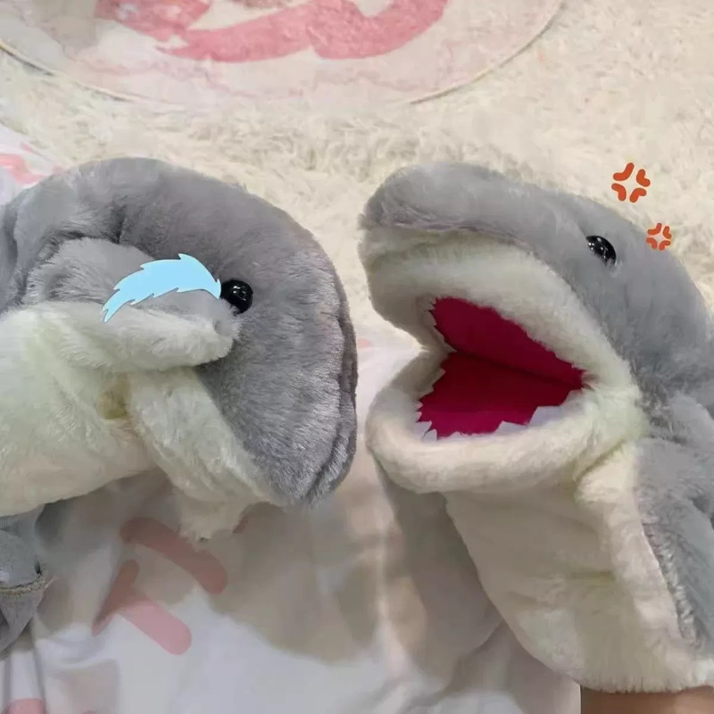 震え音が爆発したサメの手の手袋が口を開けることができるぬいぐるみの腕の手がインタラクティブな人形の口が動くおもちゃ|undefined