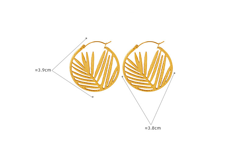 Ethnic Style Leaf Titanium Steel Hoop Earrings 1 Pair