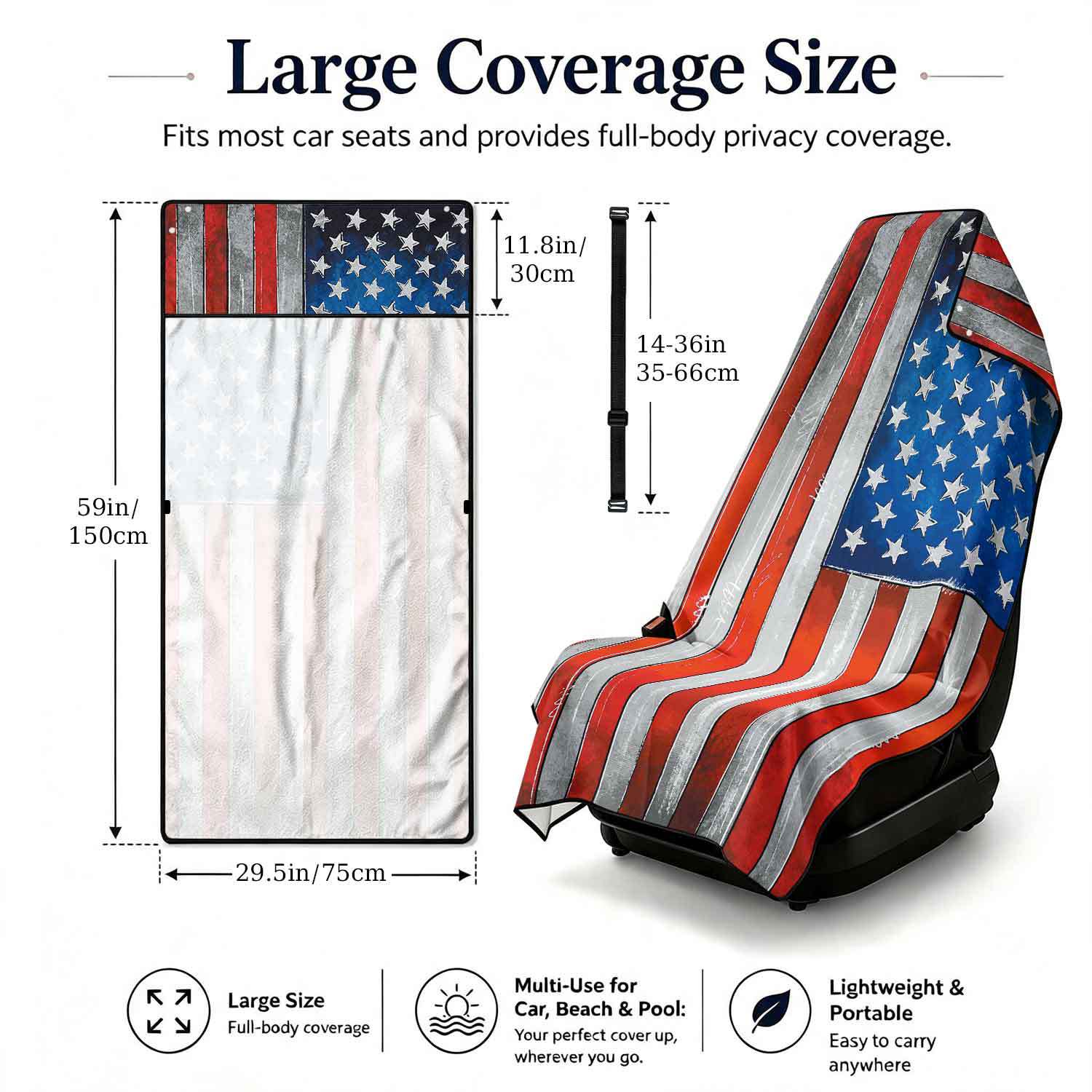 Printed bath towel and car seat cover 2-in-1, ultra-fine fiber outdoor beach and car dual-use universal seat cushion