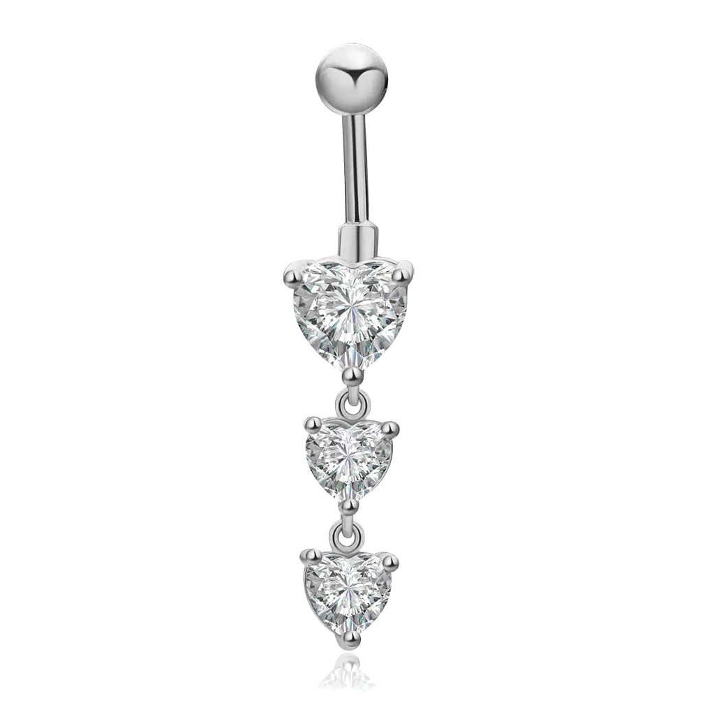 Heart-shaped Zirconia Belly Button Ring In Copper Piercing Jewellery_voghion.com