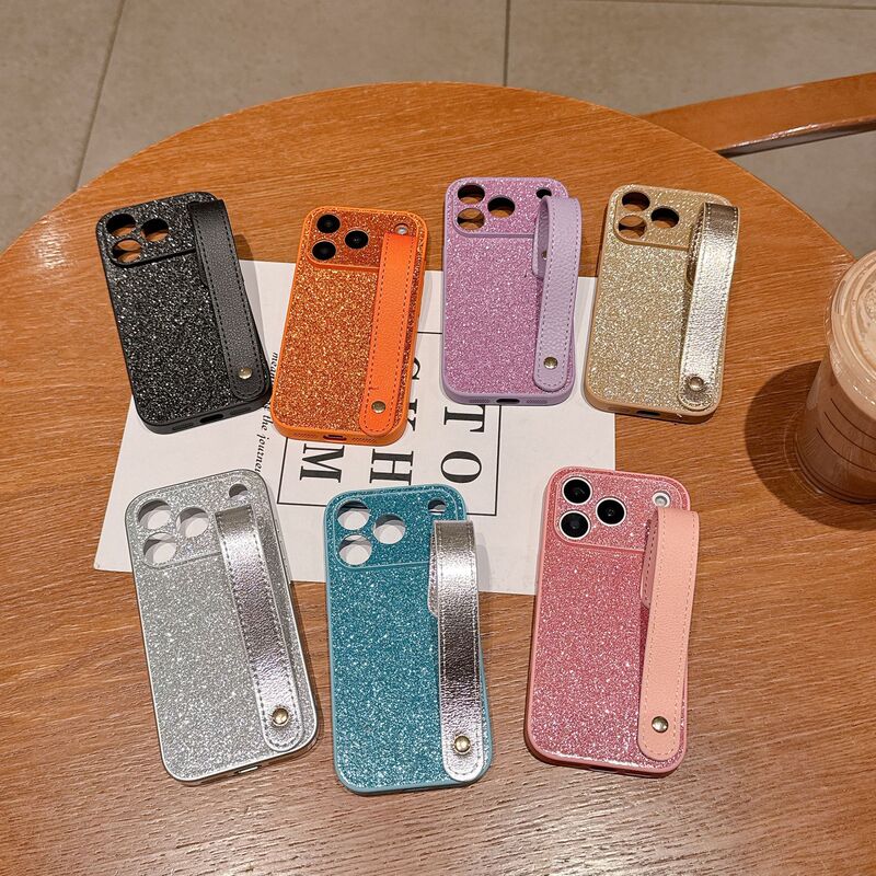 Korean Style Glitter Wristband Suitable for Iphone16 Mobile Phone Case 17Promax Apple 14/15Pro Protective Cover Cross-Border