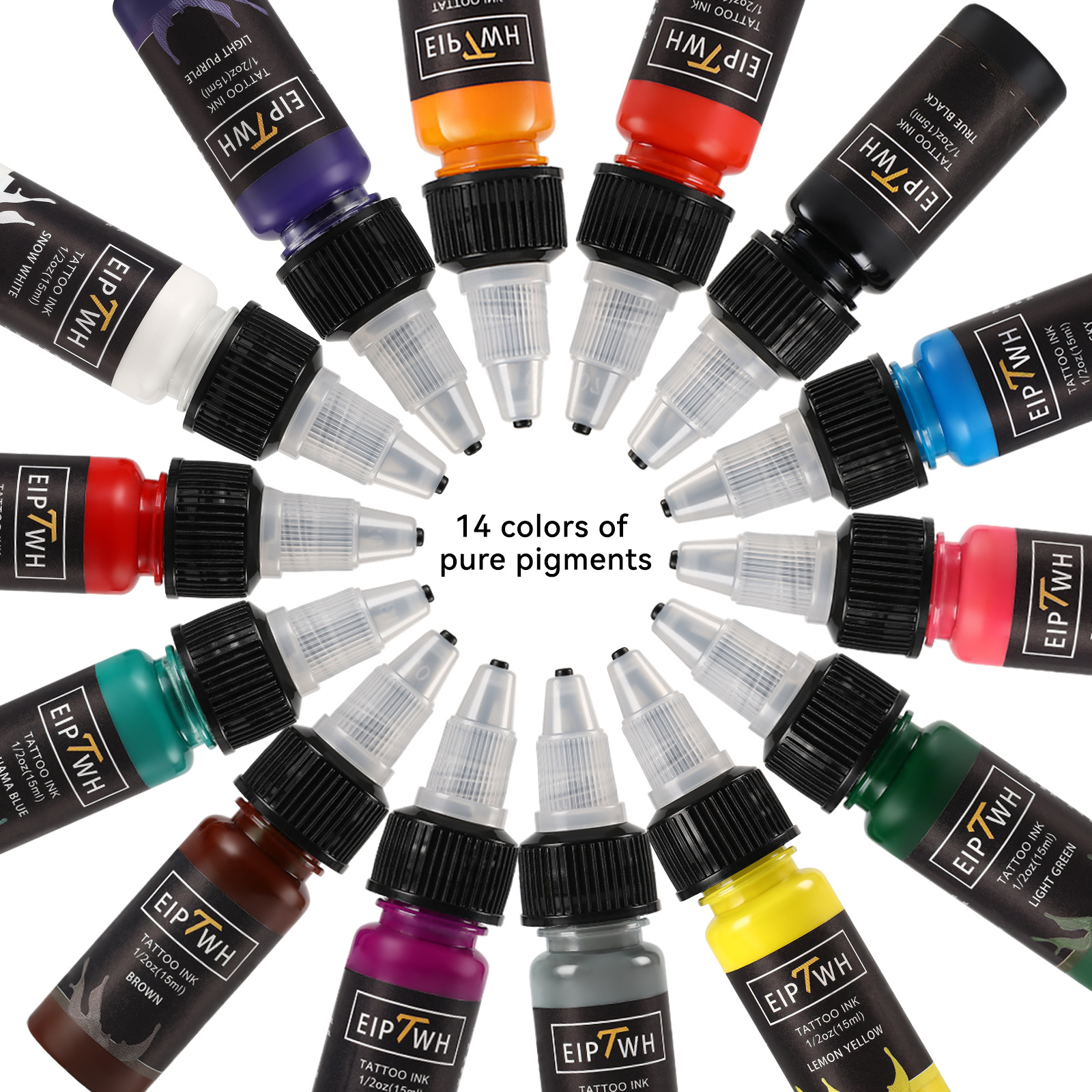 14 colores de tapa dura tatuaje tinta tatuaje Pigmento color claro buenas partículas delicado fácil de colorear pigmento del tatuaje 15ML
