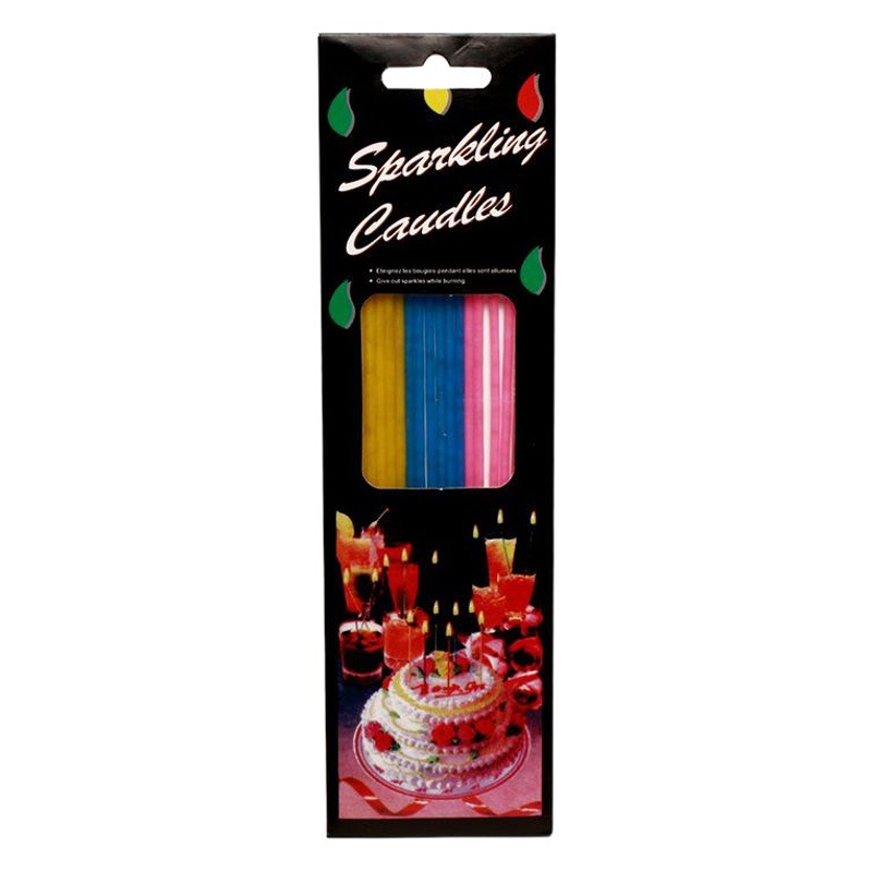 Vela de cumpleaños fábrica al por mayor 18 colorido barra larga pastel clásico vela fina romántica flash cumpleaños pequeña vela