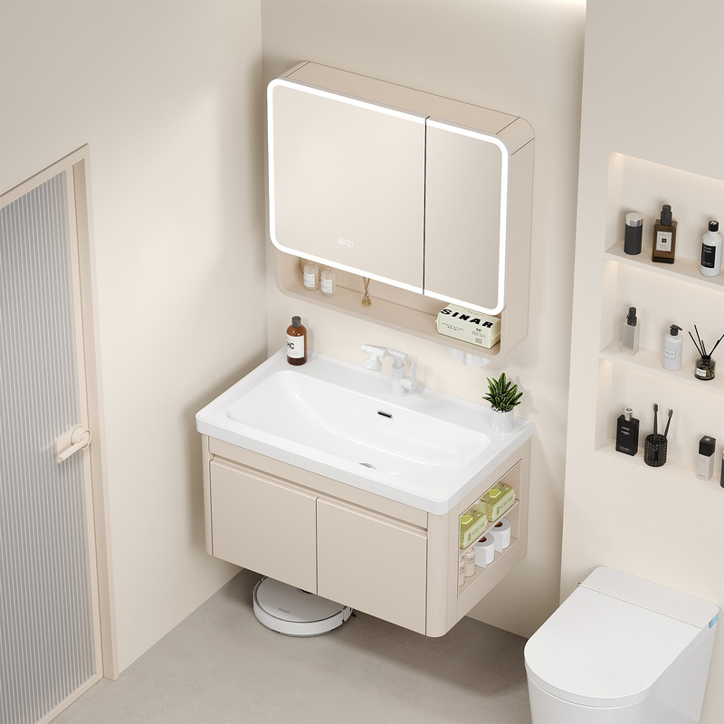 Honeycomb Aluminum Side Storage Deepened Ceramic Integrated Wash Basin Arc Ocean Basin Bathroom Cabinet Combination Wash Basin Honeycomb Aluminum Side Storage Deepened Ceramic Integrated Wash Basin Arc Ocean Basin Bathroom Cabinet Combination Wash Basin