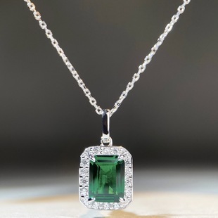 925 silver inlaid emerald cut necklace Star River bright sparkling light luxury fashion