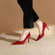 9613-2 高级感尖头高跟时装单鞋新款法式百搭性感红色细跟单鞋女