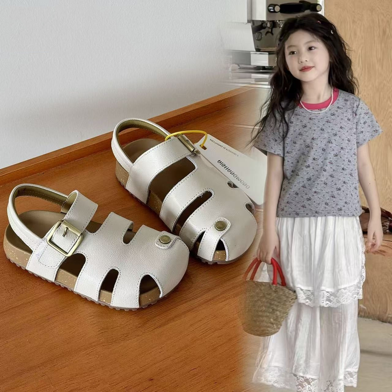 Girls' Closed-Toe Woven Beach Sandals 2025 Summer New Boys' Korean Style Girls' Fashionable Versatile Princess Sandals