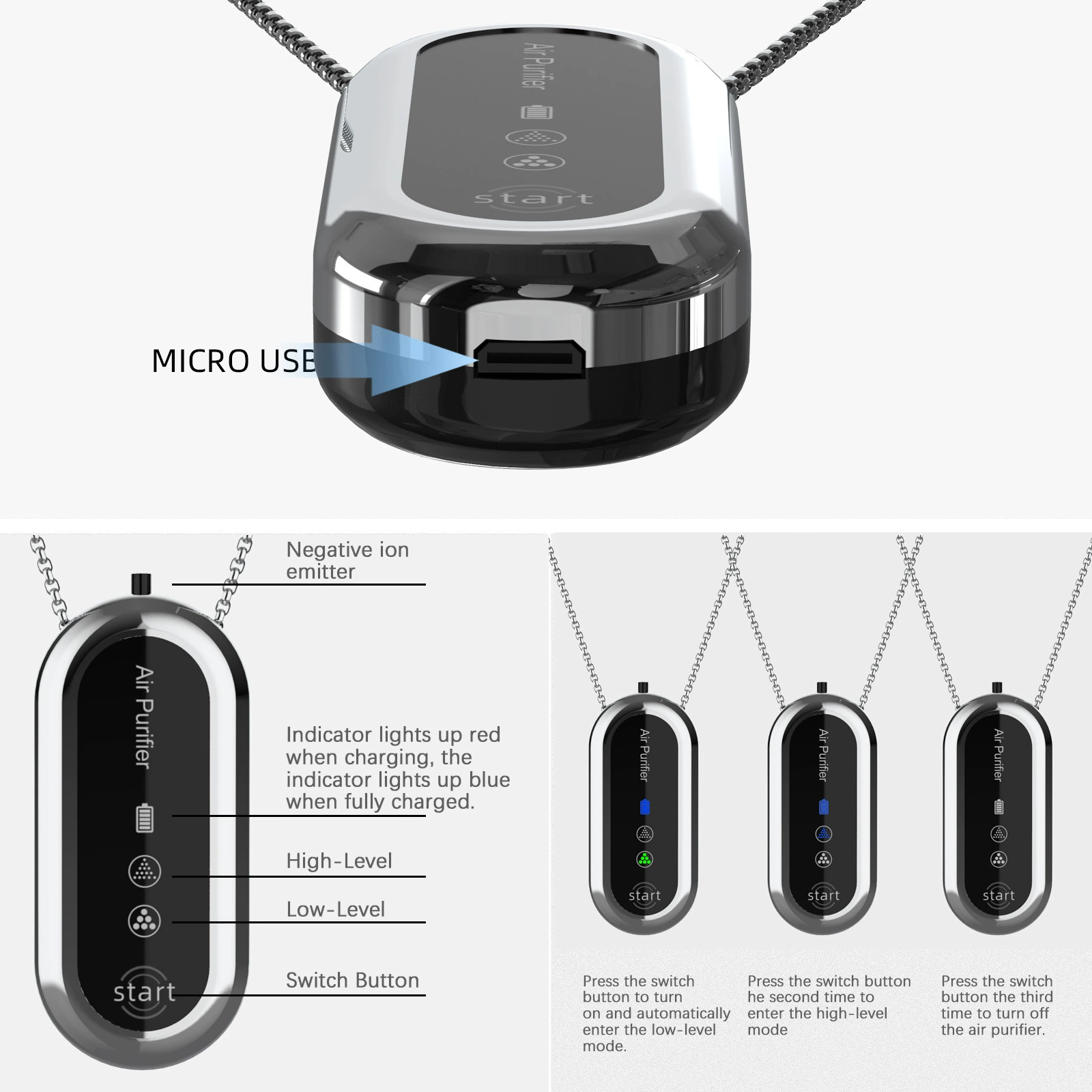 Маленькое портативное воздухоочистительское necklace