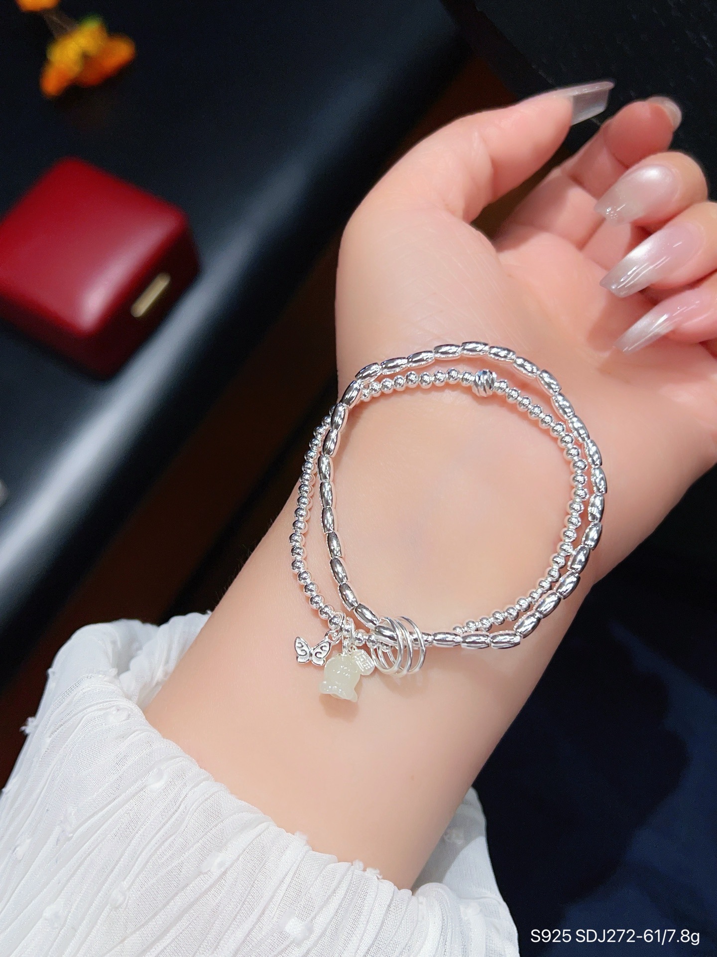 S925 pulsera de mariposa de amatista de plata esterlina joyería de plata femenina con cuentas diseño de nicho pulsera de cristal rosa regalo para novia