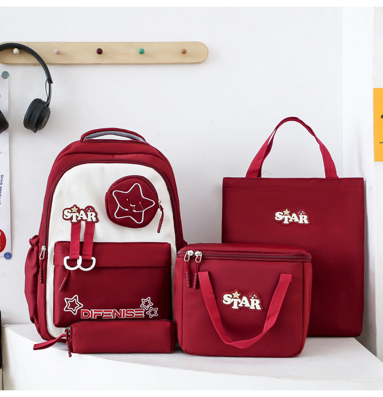 Kids Backpacks Primary And Secondary School Students Fashionable And Trendy, Insulated Lunch Bag, Large Capacity, Four Piece Set, Casual Backpack_voghion.com