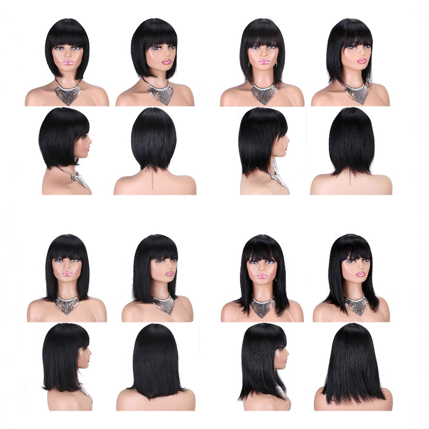 Bobotou transfronterizo Europa y América damas cabello corto recto de fibra química de alta temperatura cubierta de cabeza para uso diario