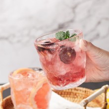 ins冰川纹浮雕玻璃杯北欧果汁杯气泡水杯咖啡杯家用树皮纹酒杯子