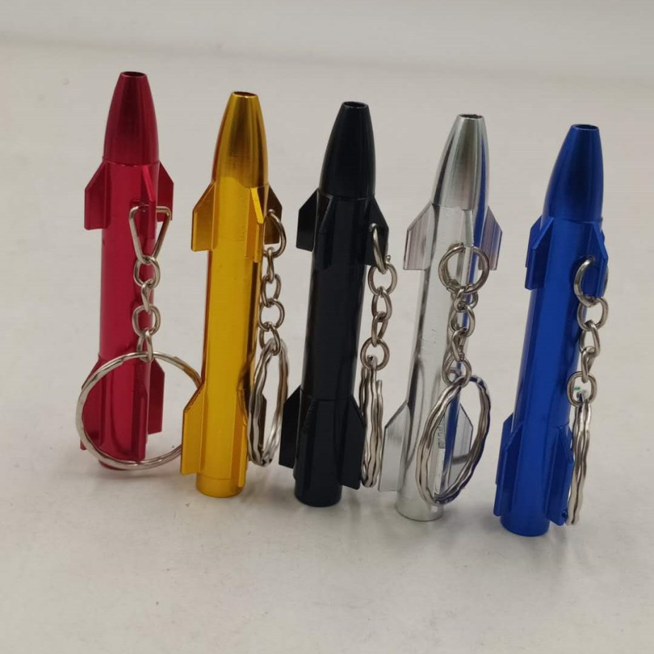 工厂直销创意小导弹型烟嘴 跨境金属鼻烟带挂链铝合金迷你烟斗