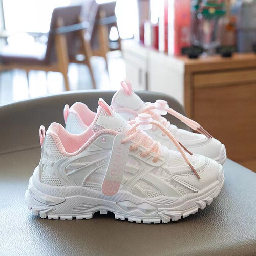 New style sports shoes for boys and girls 2024 spring and summer comfortable and breathable running shoes white shoes student shoes