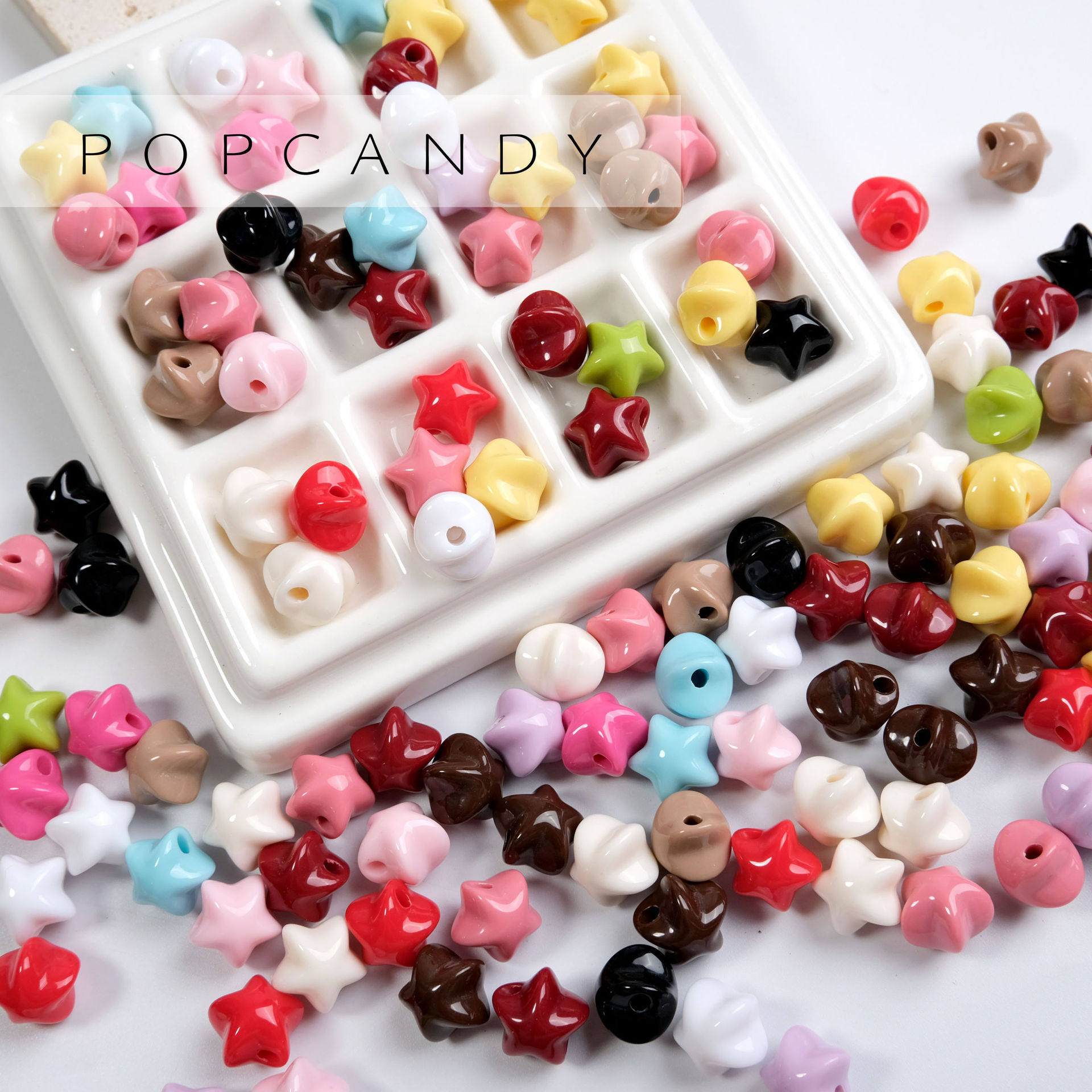 Acrílico color sólido estrella de cinco puntas accesorios pequeños cuentas accesorios de joyería de bricolaje hechos a mano cadena de teléfono móvil llavero material cuentas