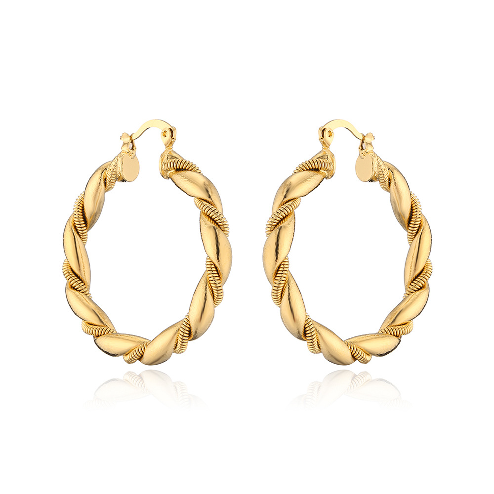Modische, Verkupferte Runde Geometrische Ohrringe Aus 18 Karat Gold display picture 4