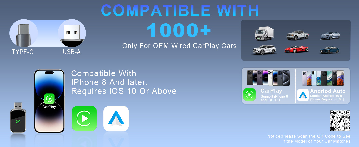 Cross-Border New Auto Box USB Wireless Carplay Smart Car Suitable for iPhone Android Android Car