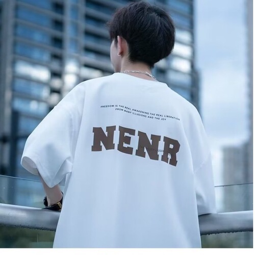2025 Hong Kong style ins short-sleeved t-shirt men's summer new American high street fashion letter loose boys half-sleeve T-shirt 