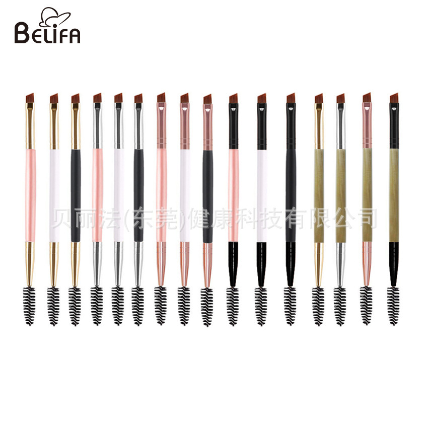 跨境热卖双头眉刷睫毛卷螺旋斜角粉刷化妆刷眼部