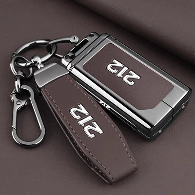 Changfeng 212 Off-Road Vehicle — Car key bag - brown-leather-rope-buckle-hanging-buckle