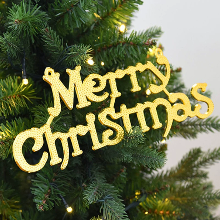 Декоративная надпись Merry Christmas, пластик ПП, золото или серебро, размеры 4,5–47 см