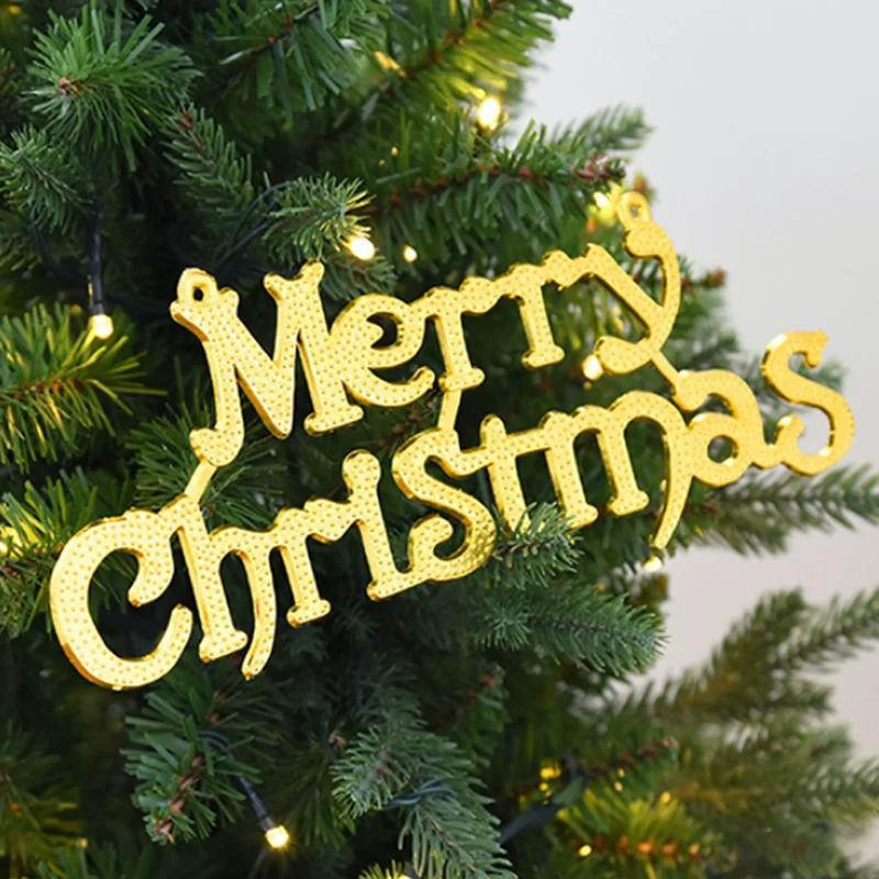 Декоративная надпись Merry Christmas, пластик ПП, золото или серебро, размеры 4,5–47 см