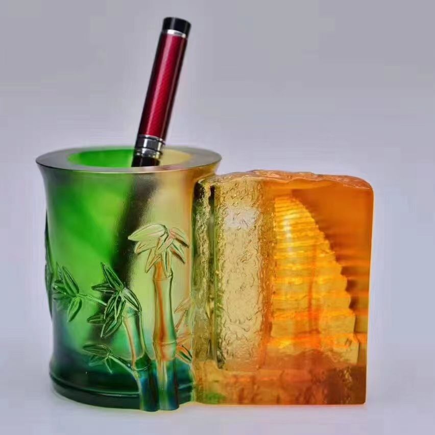 节节高笔筒琉璃笔筒创意办公室摆件送老师毕业礼品收纳工艺品礼品