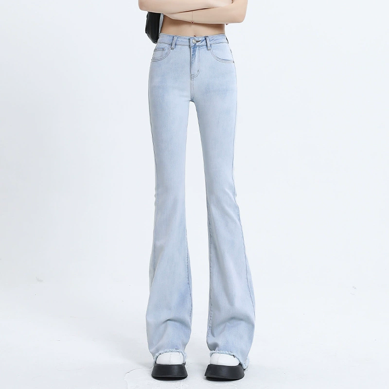 2023 YKK застежка-молния тонкая эластичная расклешенные брюки с высокой талией тонкие джинсы микро-брюки подковы весной и осенью