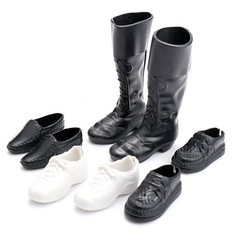 6 Types of Male Prince Shoes, Multi-Jointed Male Dolls, Groom Shoes, Plastic Toys, Black Leather Shoes, Boots, 45g Dolls