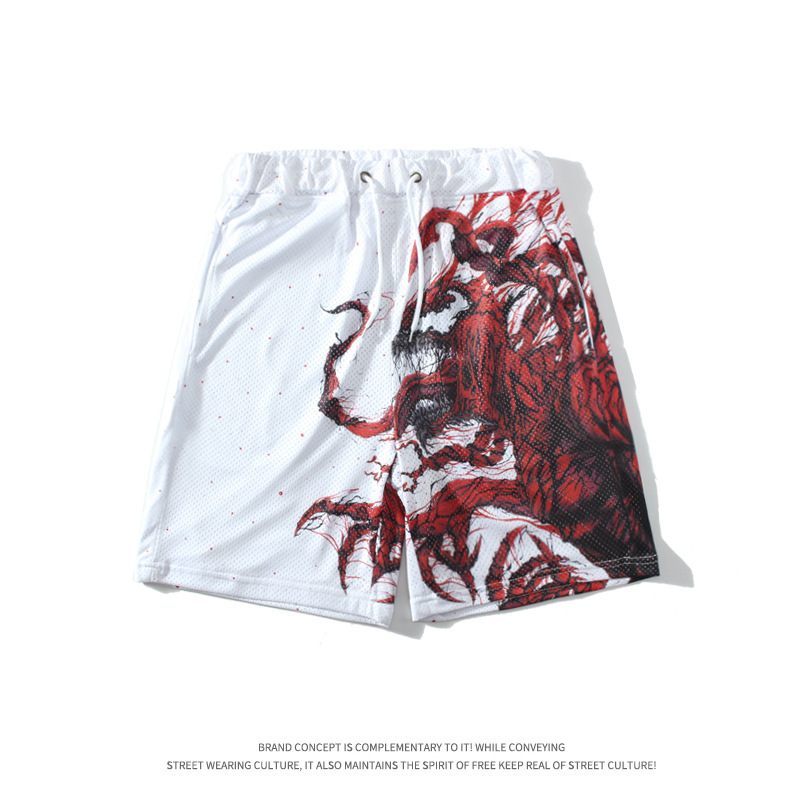 Men's Sports Pants Venom Anime Mesh Quick-Drying Men's Pants Summer 3D Shorts Mid-Pants Seaside Surfing Vacation