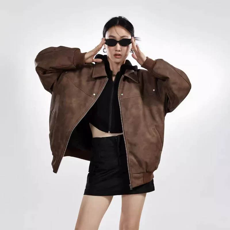Куртка в ретро-дизайне для мужчин и женщин, американский стиль, oversize