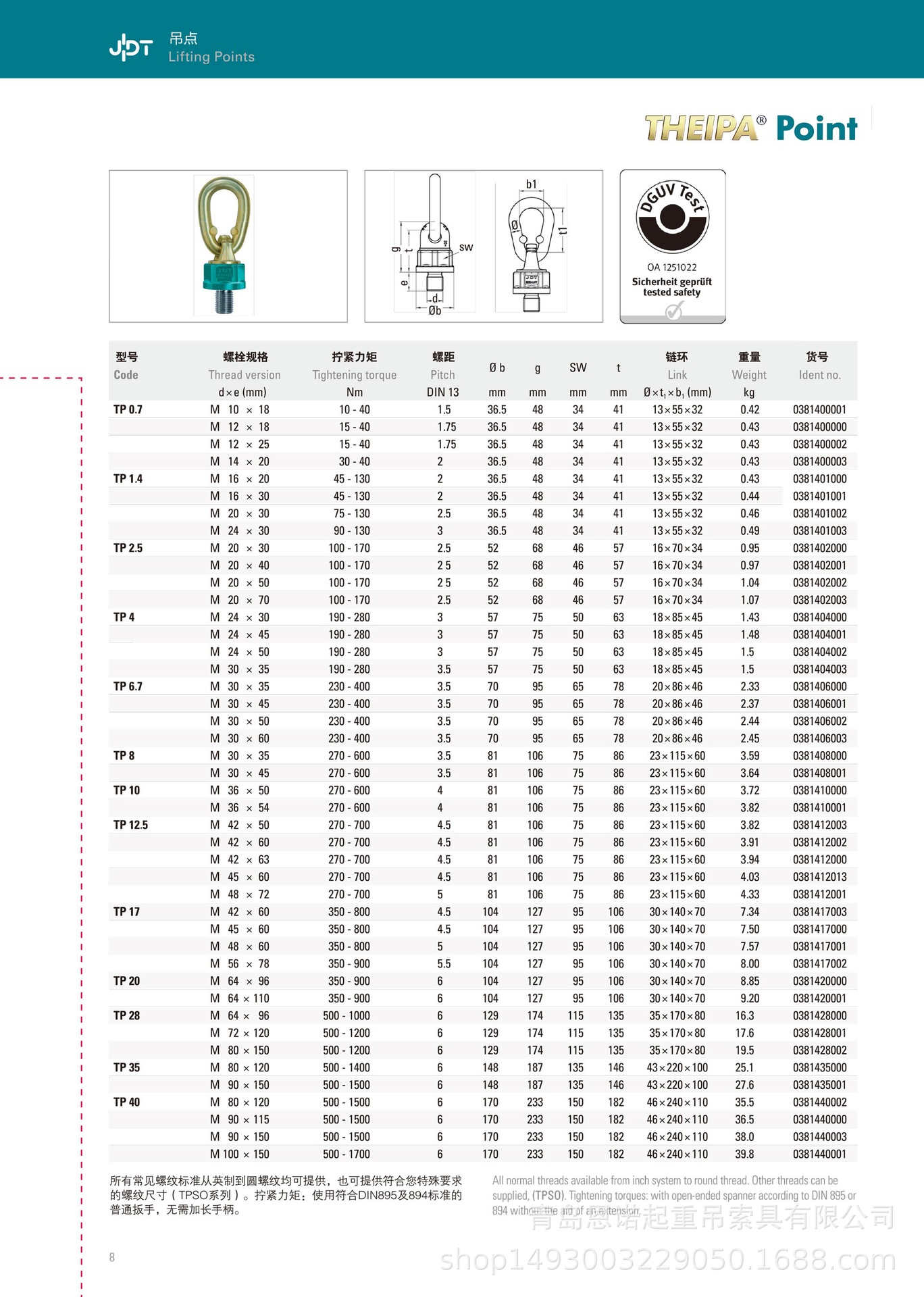 德国JDT旋转吊环 模具吊环 TP型万向旋转吊点-阿里巴巴