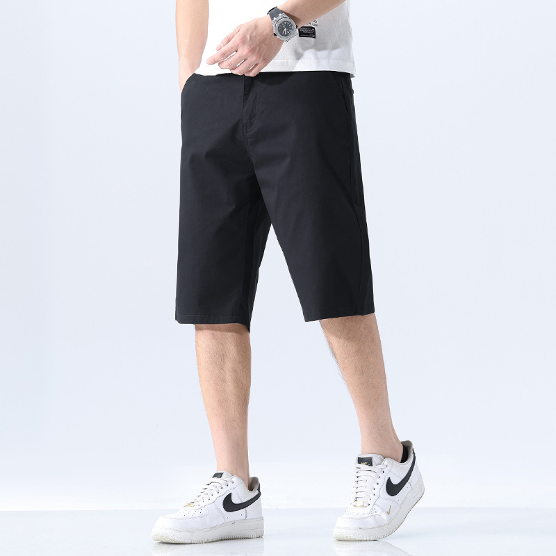 Plus-Size Thin Cotton Stretch Loose Straight Casual Pants for Men, Versatile Fashion Slim Fit Plus-Size Cropped Pants