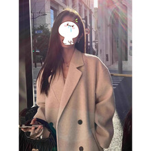 灰色双面羊绒呢子大衣女中长款2025秋冬季高级感小个子羊毛呢外套