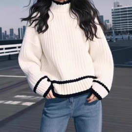 白色高领针织衫女士冬季新款小众不撞款上衣超级好看内搭保暖毛衣